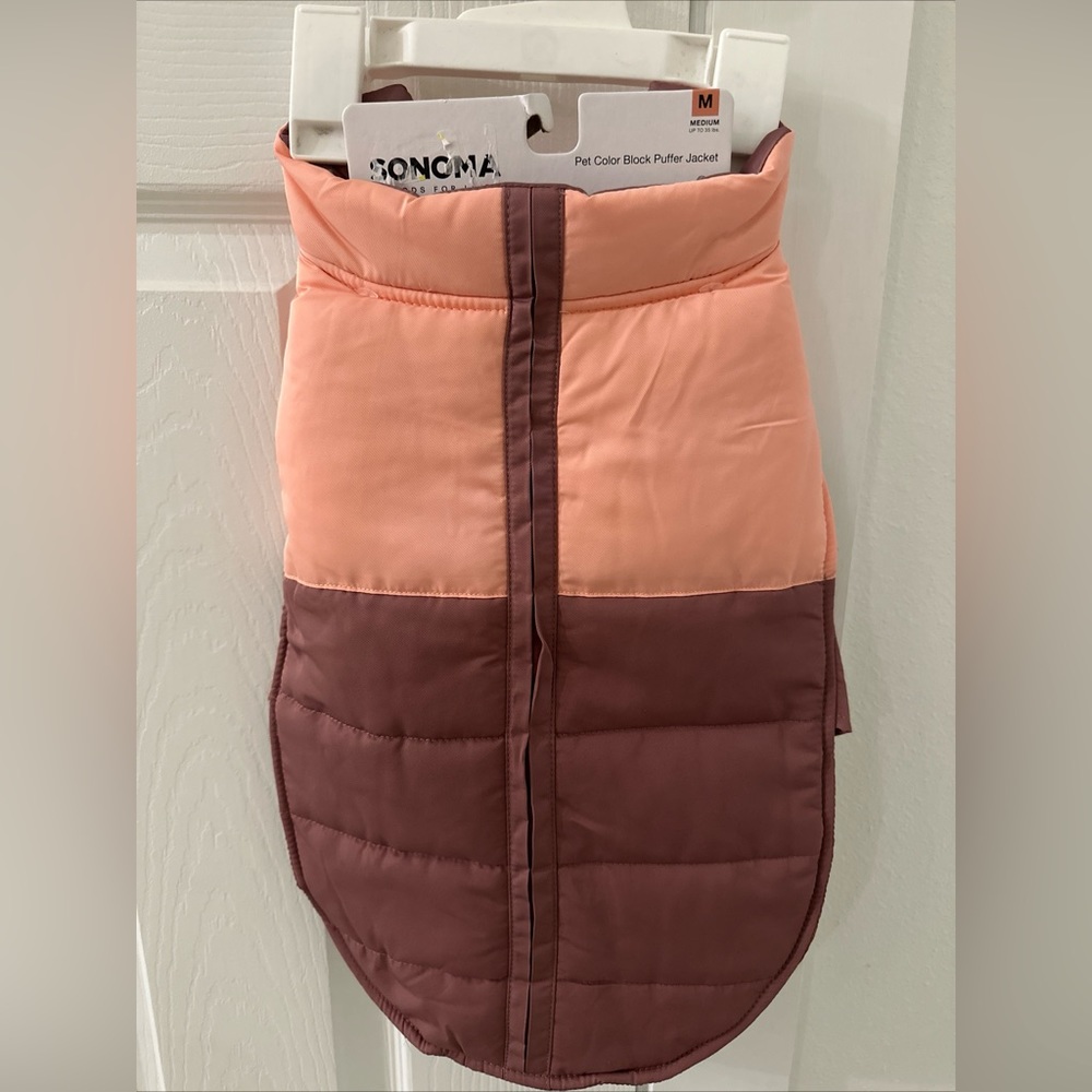 MSRP $39.99 Sonoma - Pet Color Block Puffer Jacket (Pink) Up To 35 Lbs